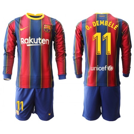 FC Barcelona Ousmane Dembele 11 Kind Thuistenue 2020-21 L/S